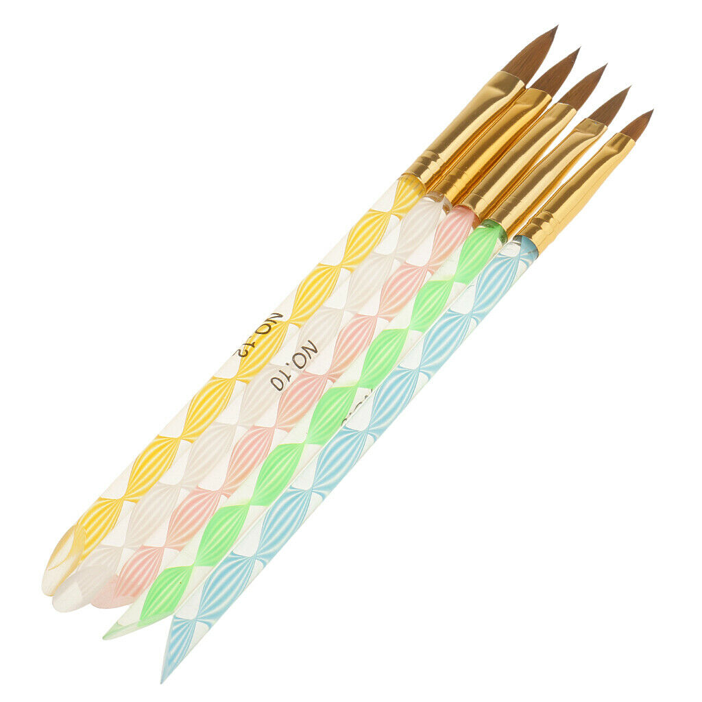 5x Nail Art Design Brush Kit Painting Drawing Gel Pen Polish Manicure