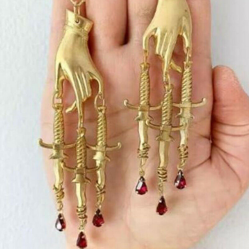The Golden Hand & Dagger Earrings Gothic Earrings Statement Earrings Witc.l8
