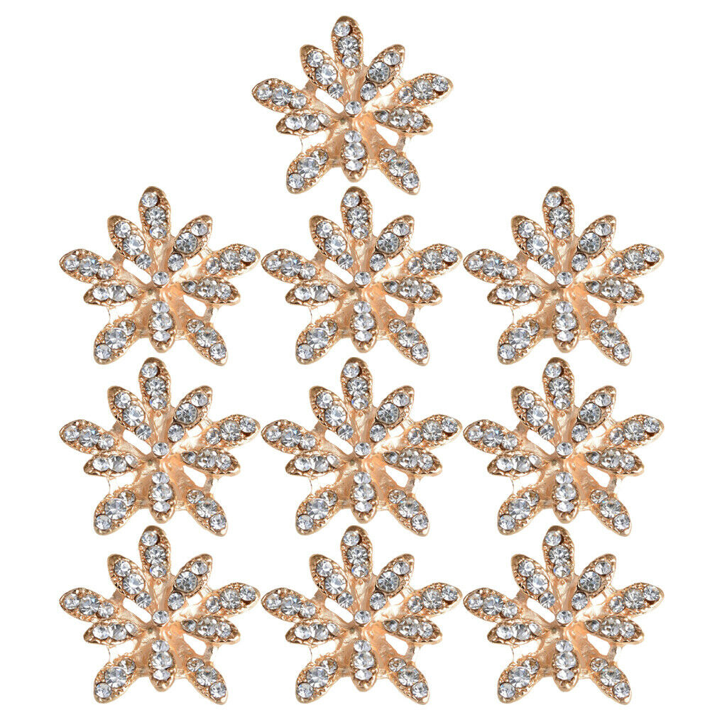 10pcs Metal Crystal Flower Buttons Jewelry Making Findings Accessories 25mm