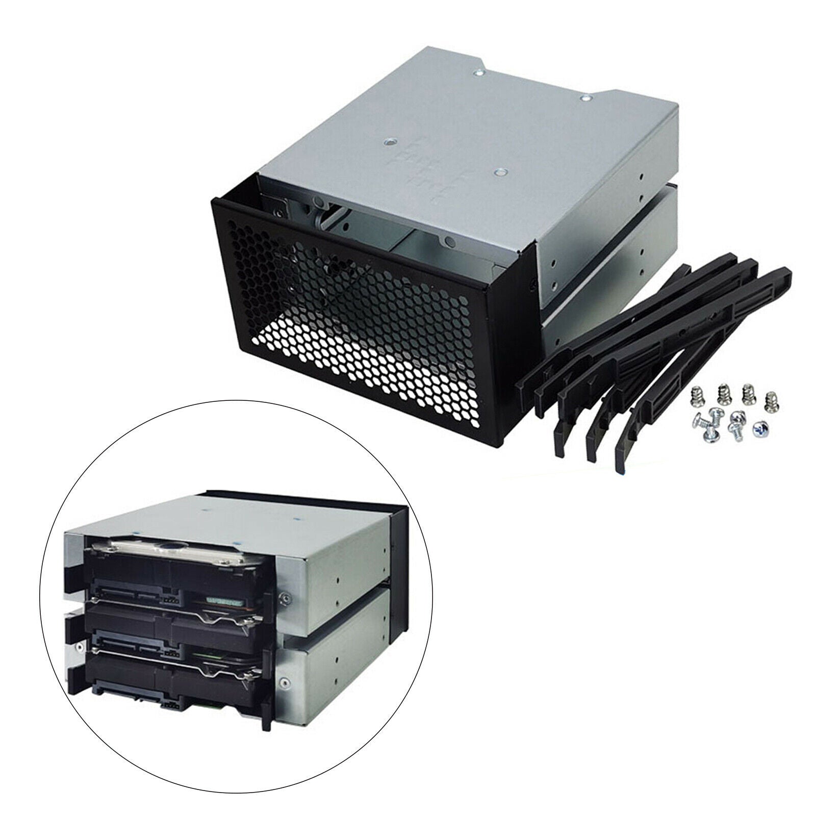 3 Bay 3.5 Inch Hard Drive Cage Rack Holder Bracket SATA Enclosure Tray Caddy