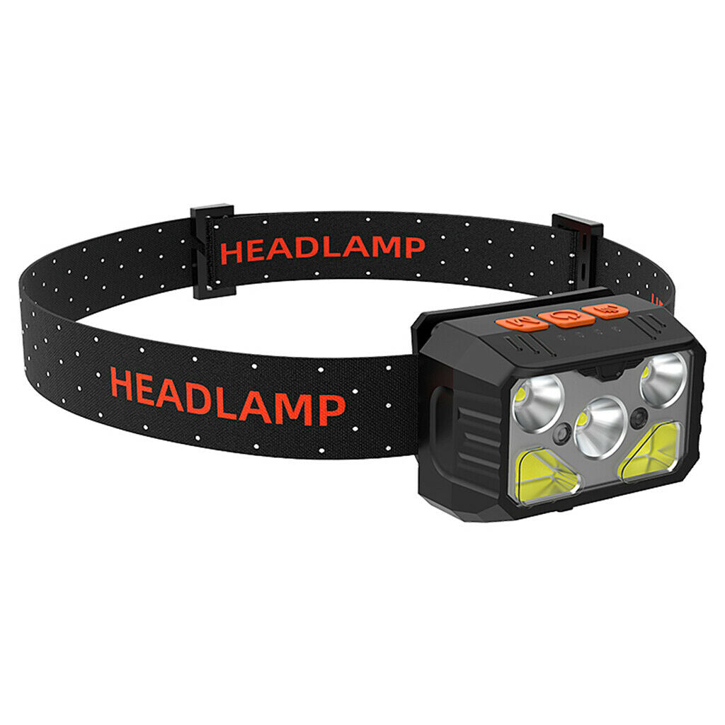 USB Rechargeable Headlamp COB LED Headlight Sensor Flashlight Work Lighting