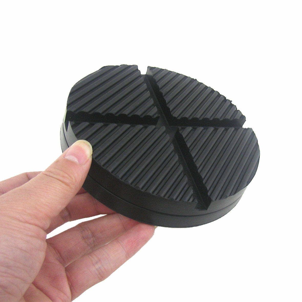 Cross Slotted Frame Rail Floor Jack Disk Rubber Pad for Pinch Weld Side JackPad