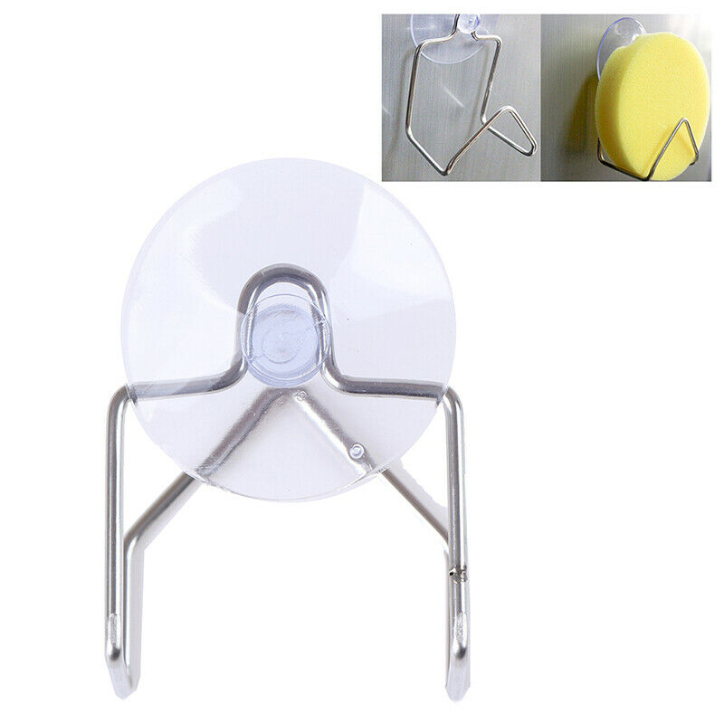 1pc Stainless Steel Suction Cup Drain Rack Cloth Shelf Dish Sponge Holder.l8