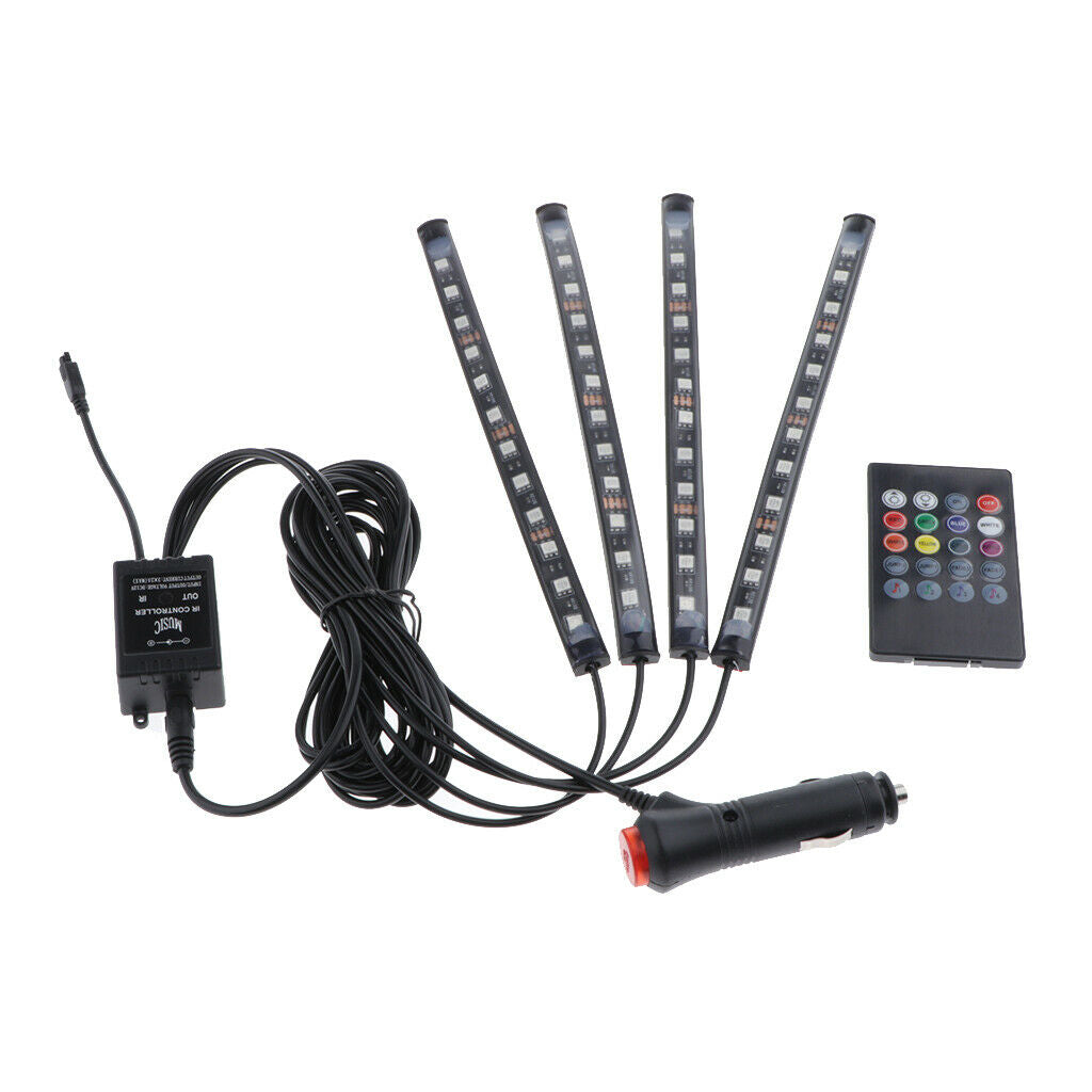 LED Car Auto Strip Light Lamps  Colorful Light 12 LED Voice Remote