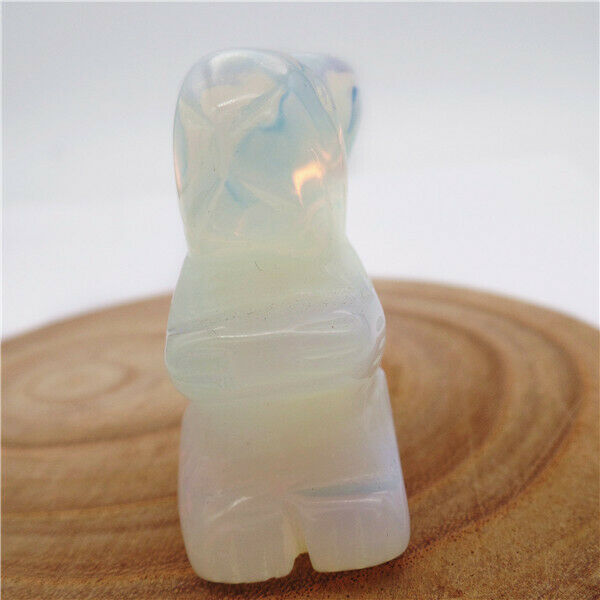 46x36x21mm Squirrel Decoration White Opal Carved Stone Statue Home Decor HH8073