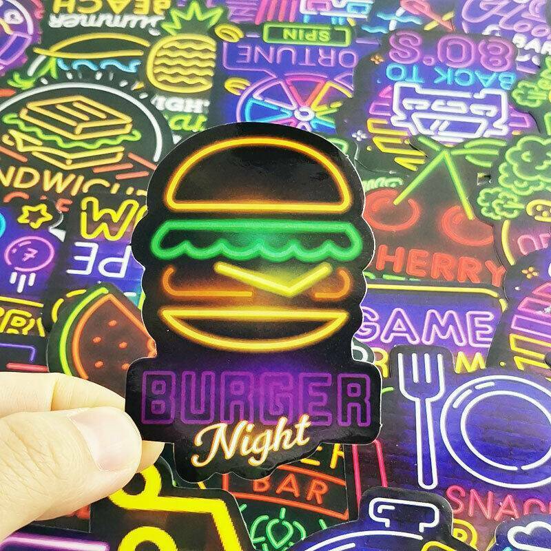 50 X Neon Sign Stickers Bomb Graffiti Decals Pack Laptop Car Luggage Skateboard