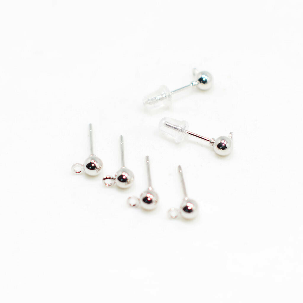 Prettyia 100pcs Copper-plated Ball Loop Earring Ear Post Stud Accessories