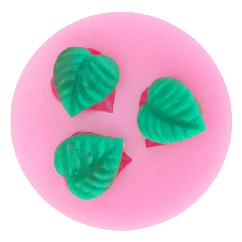 Three Little Leaves Shape Design Fondant Chocolate Silicone Mold DIY Cake.l8