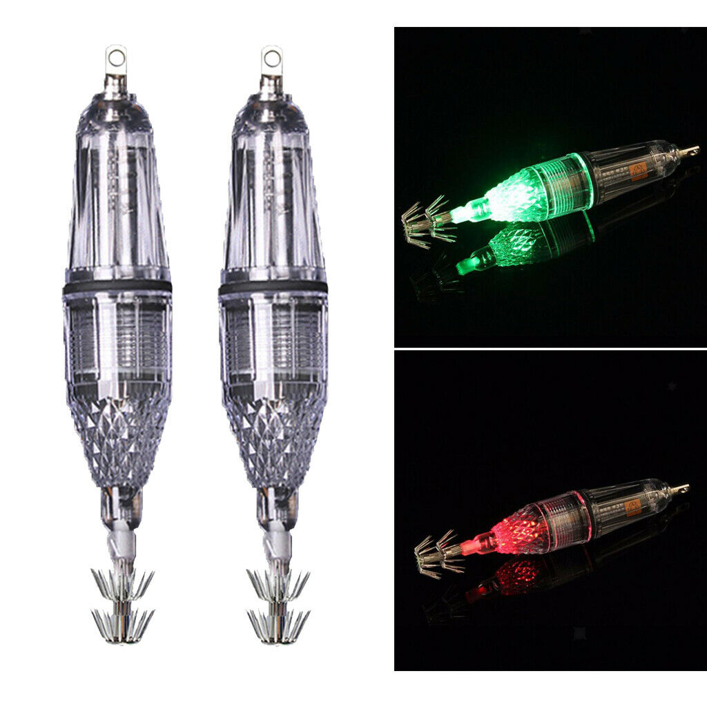 2Pcs LED Squid Jig Hook Umbrella Shaped Night Fishing Lure Hook Light 12cm
