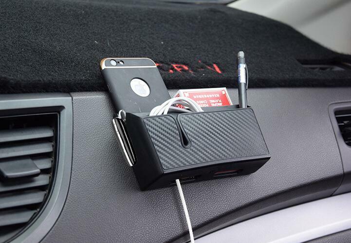 Car Air Vent Storage Box Cell Phone Charging Cigarette Tickets Organizer Holder