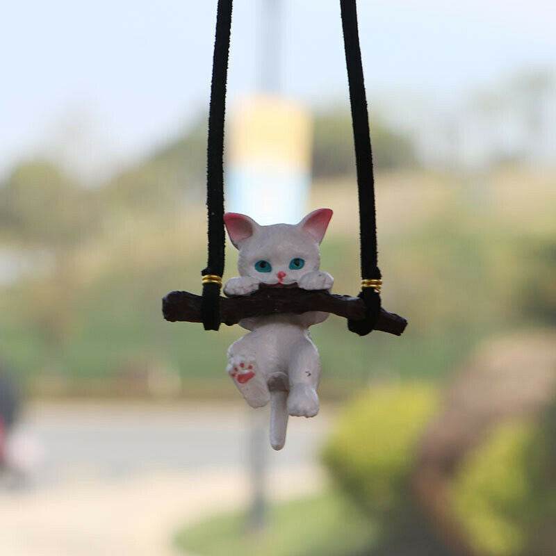 Creative Cute Branch Cat Rearview Mirror Pendant Auto Interior Accessories