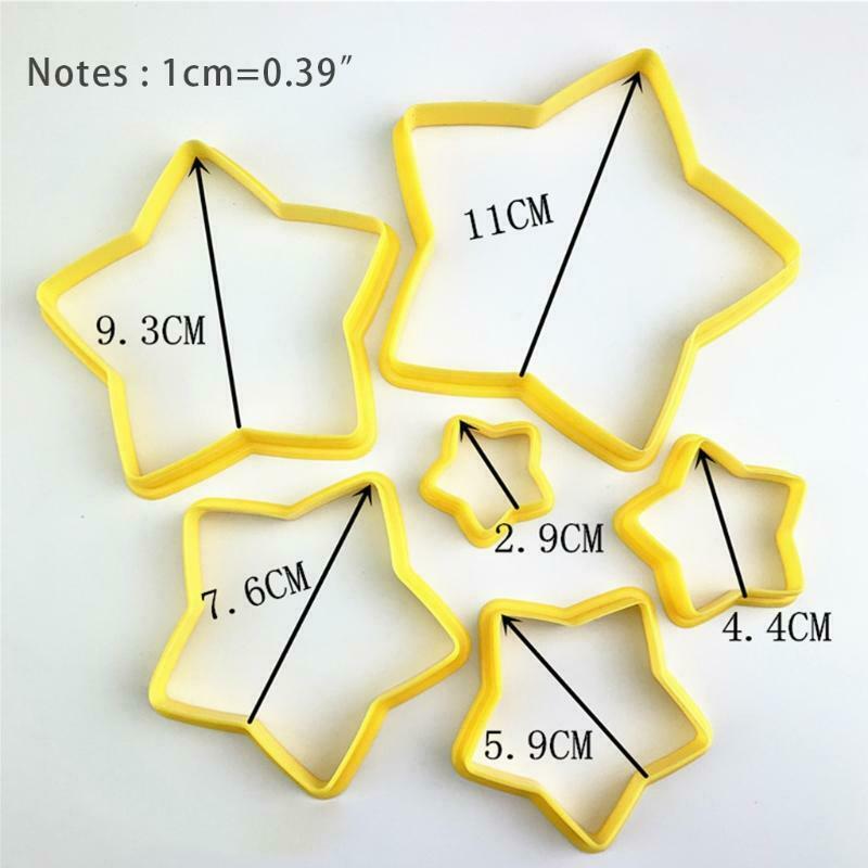 6 Pieces Plastic Material Baking Fondant Biscuit Cutter Five-pointed Star Shapes