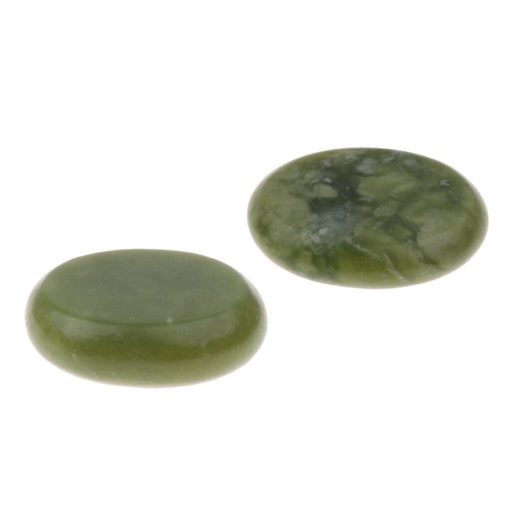 Lots 2 Green Massage Energy Jade Stones Set for Fatigue Relief 5x6cm+6x8cm