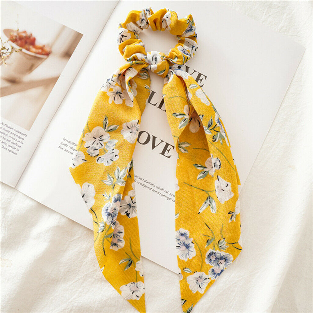10Pcs Women Girls Hair Ties Scrunchie Floral Polka Dot Elastic Hair Band