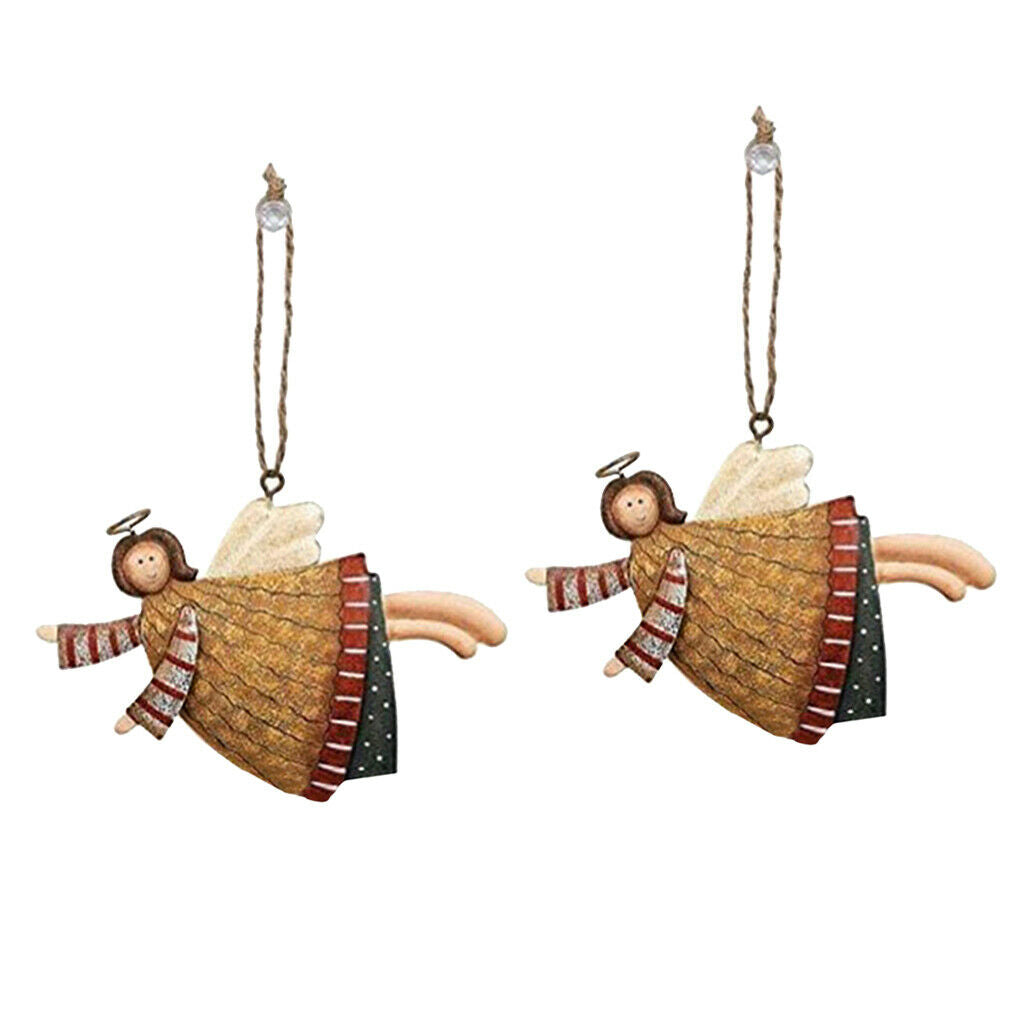 2x Adorable Christmas Metal Ornaments Holiday Baubles Gift House Decor