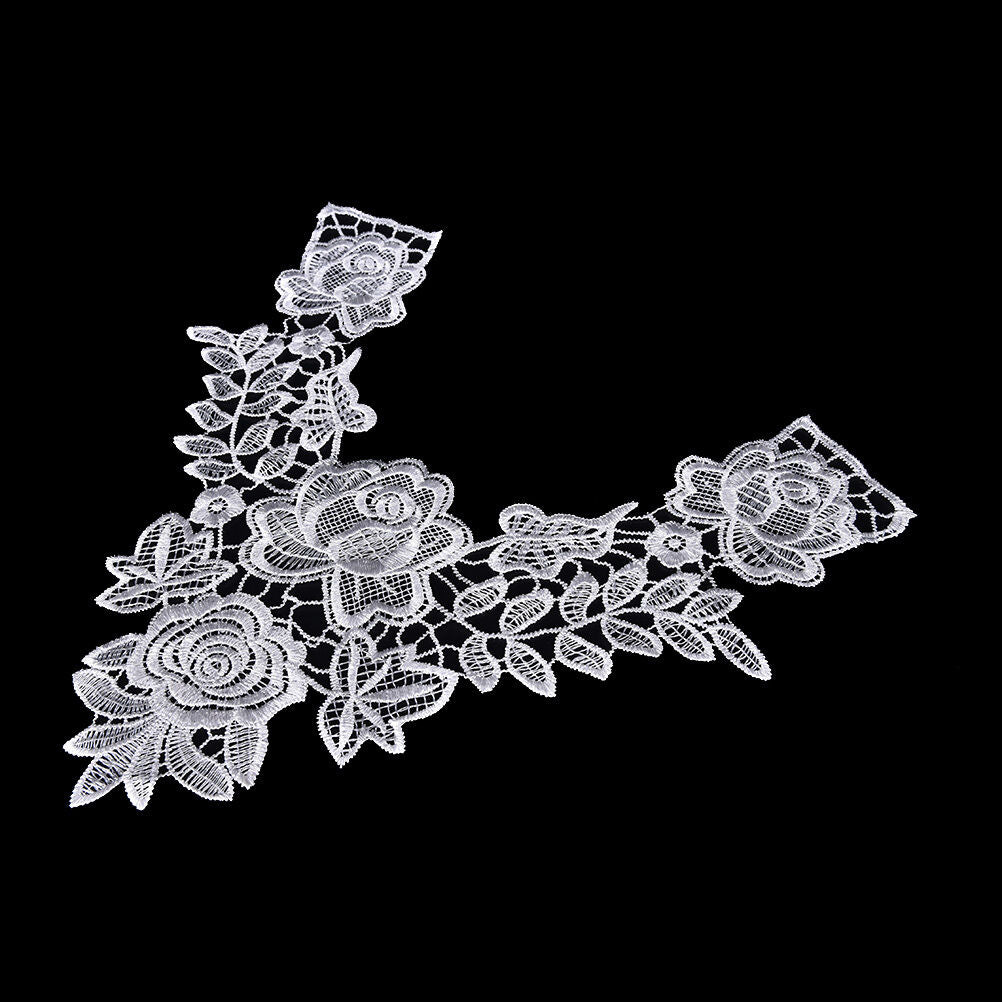 1X Embroidered Floral Lace Neckline Neck Collar Trim Clothes Sewing Patch DD