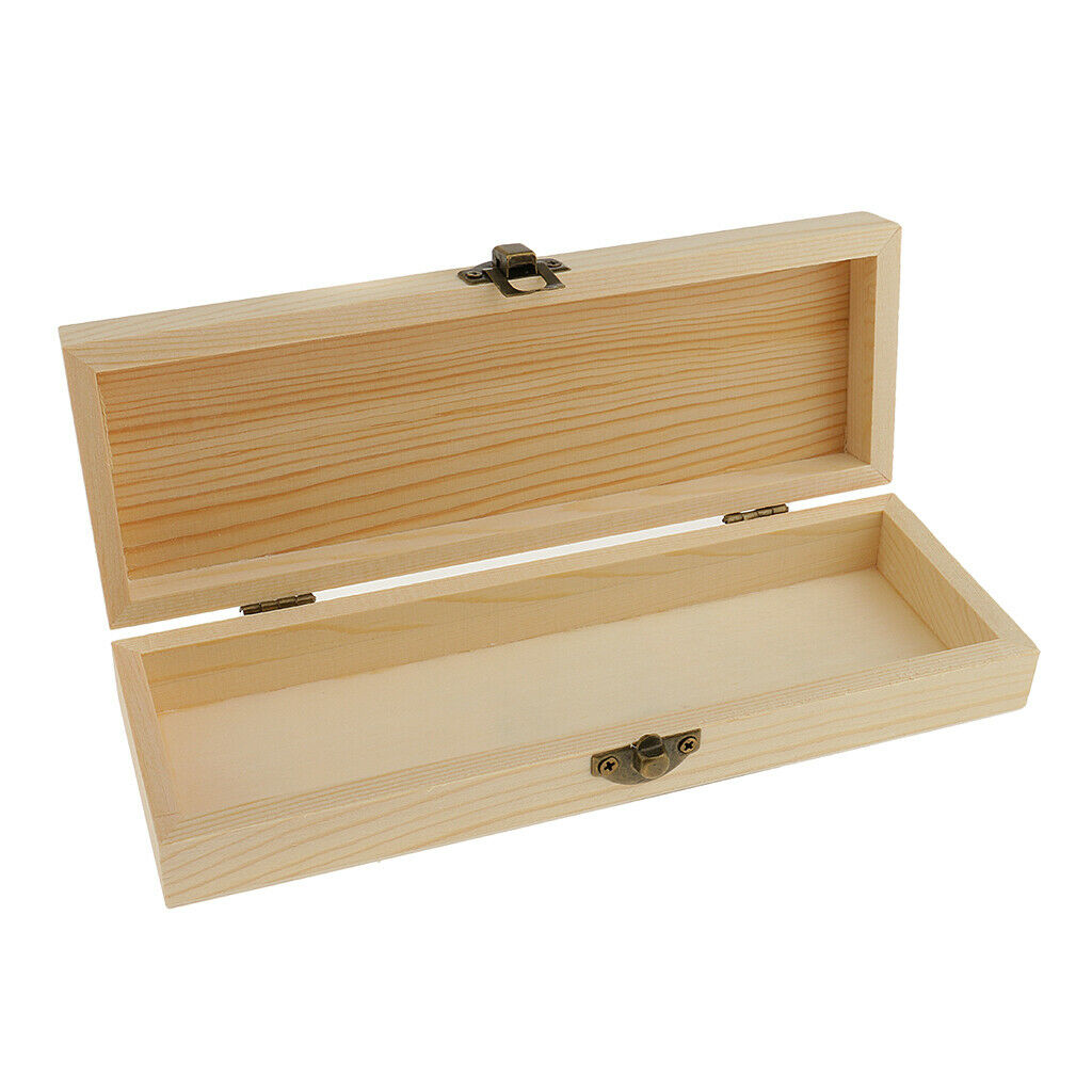Blank Rectangle Unfinished Wooden Jewelry Gift Box Case for Kids DIY Crafts -