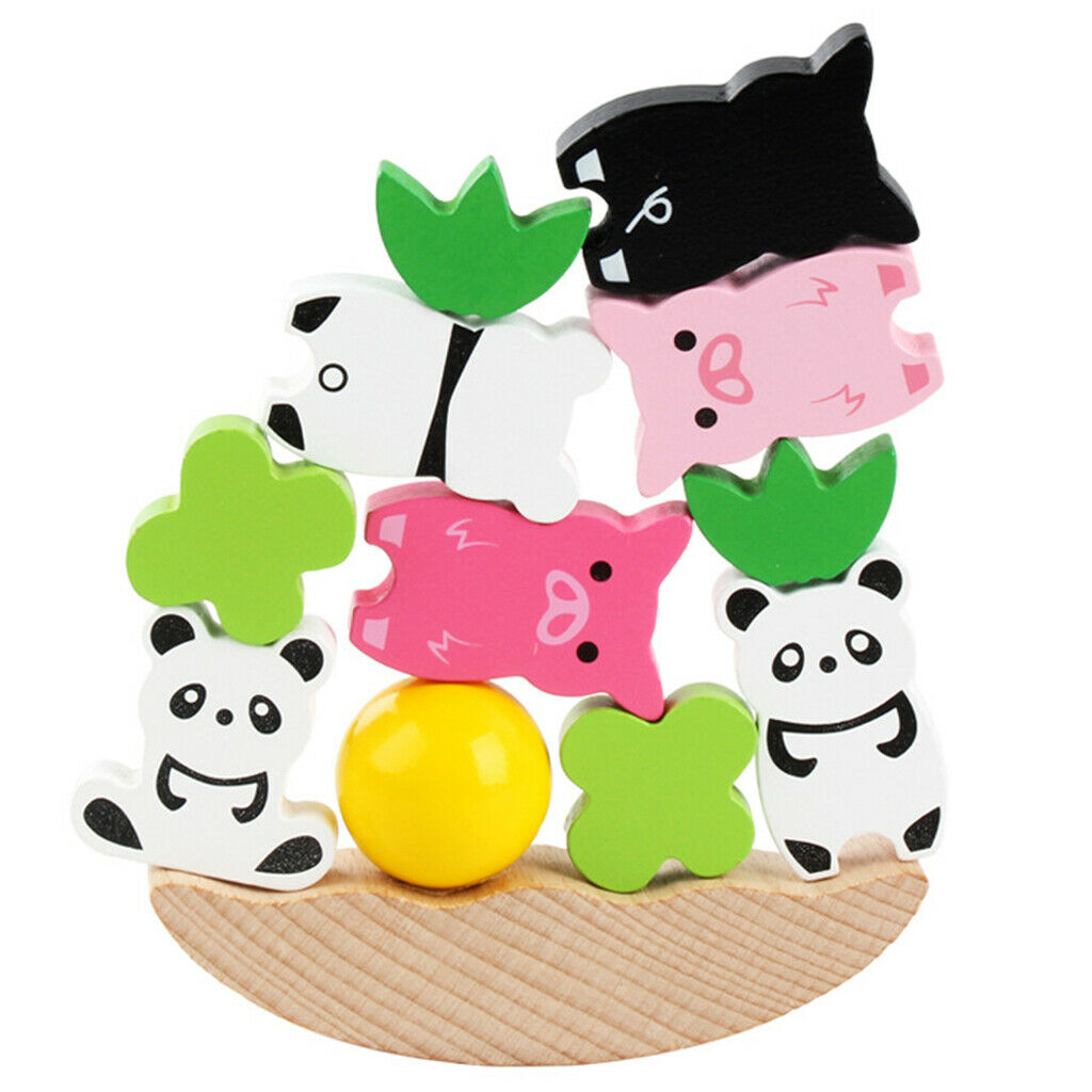 Fun Stacking Tower Balancing Game - Wooden Animal Building Blocks Baby Early