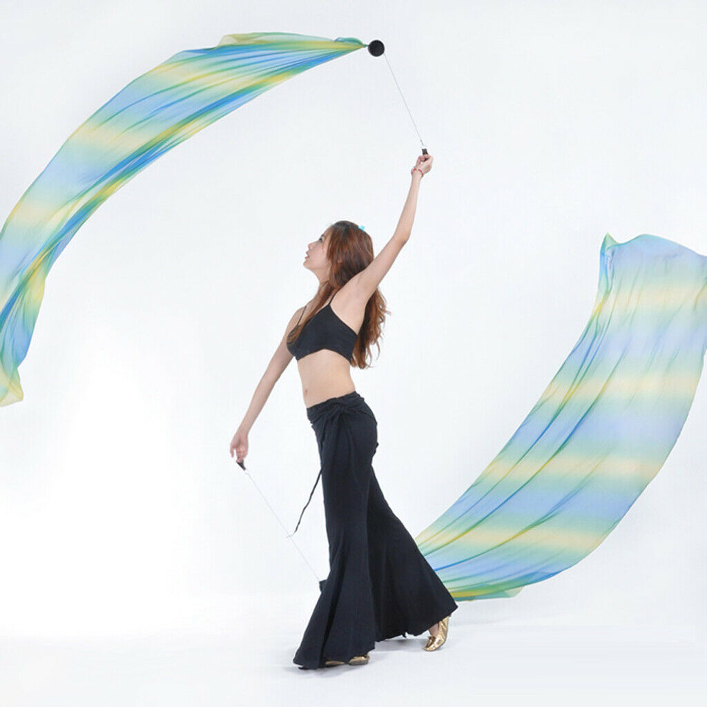 2 Pieces Belly Dance Silk Veil Poi Helper Thrown Balls with Adjustable Chain