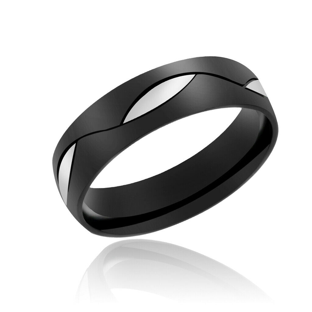 Stainless Steel Couple Lovers Pinky Ring Band Gift Men Women Black US Size13