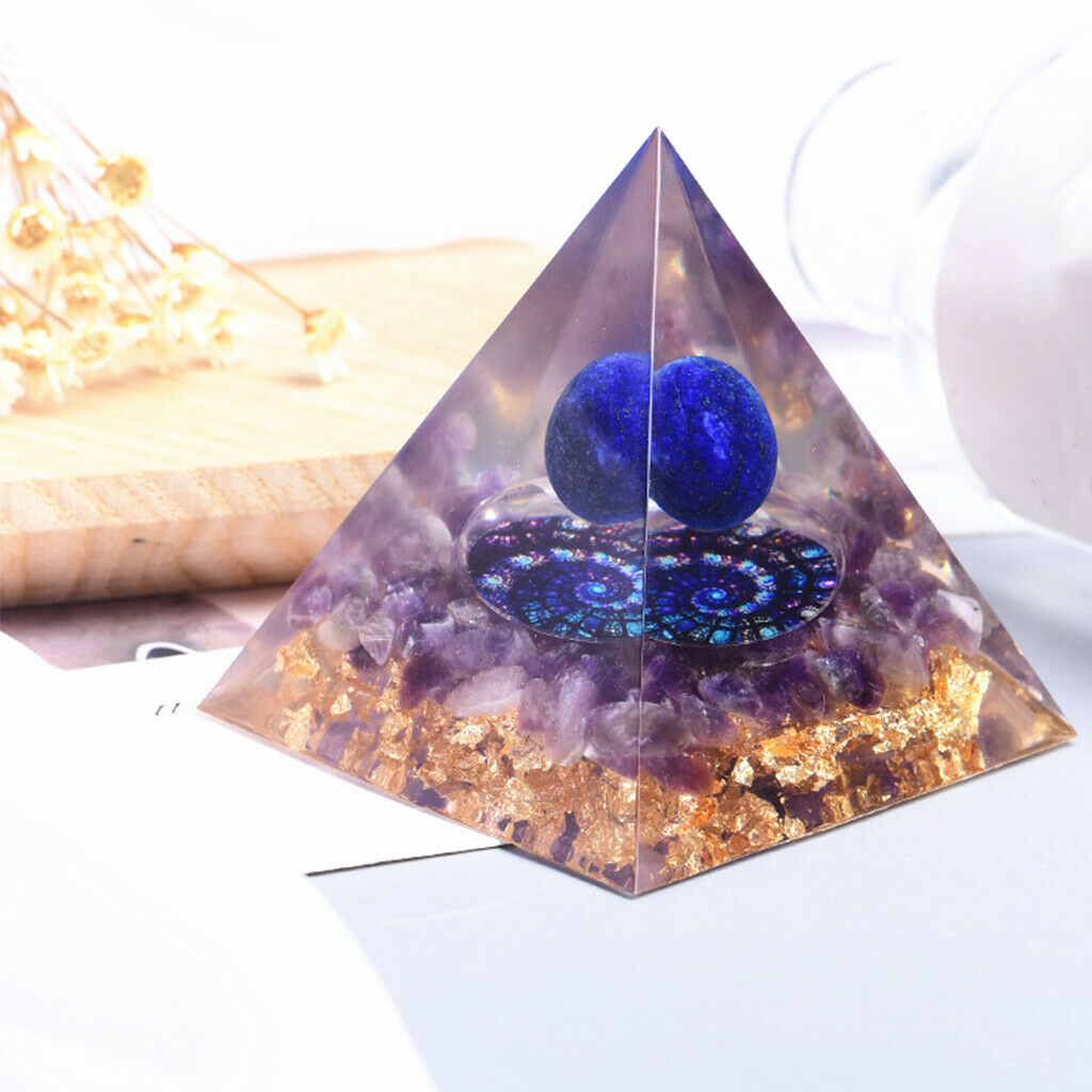 Crystal Decorative Pyramid Energy Good Luck Yoga Amethyst Home Ornament