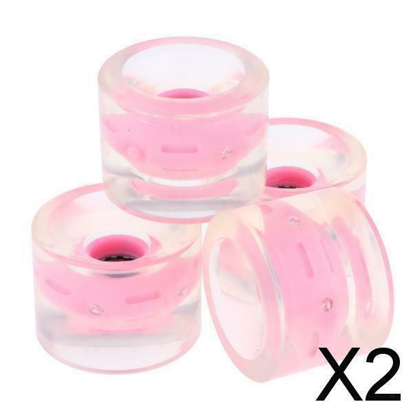 2X 4pcs 70mm Light Up Skateboard Longboard Wheels Glow at Night 78A Pink