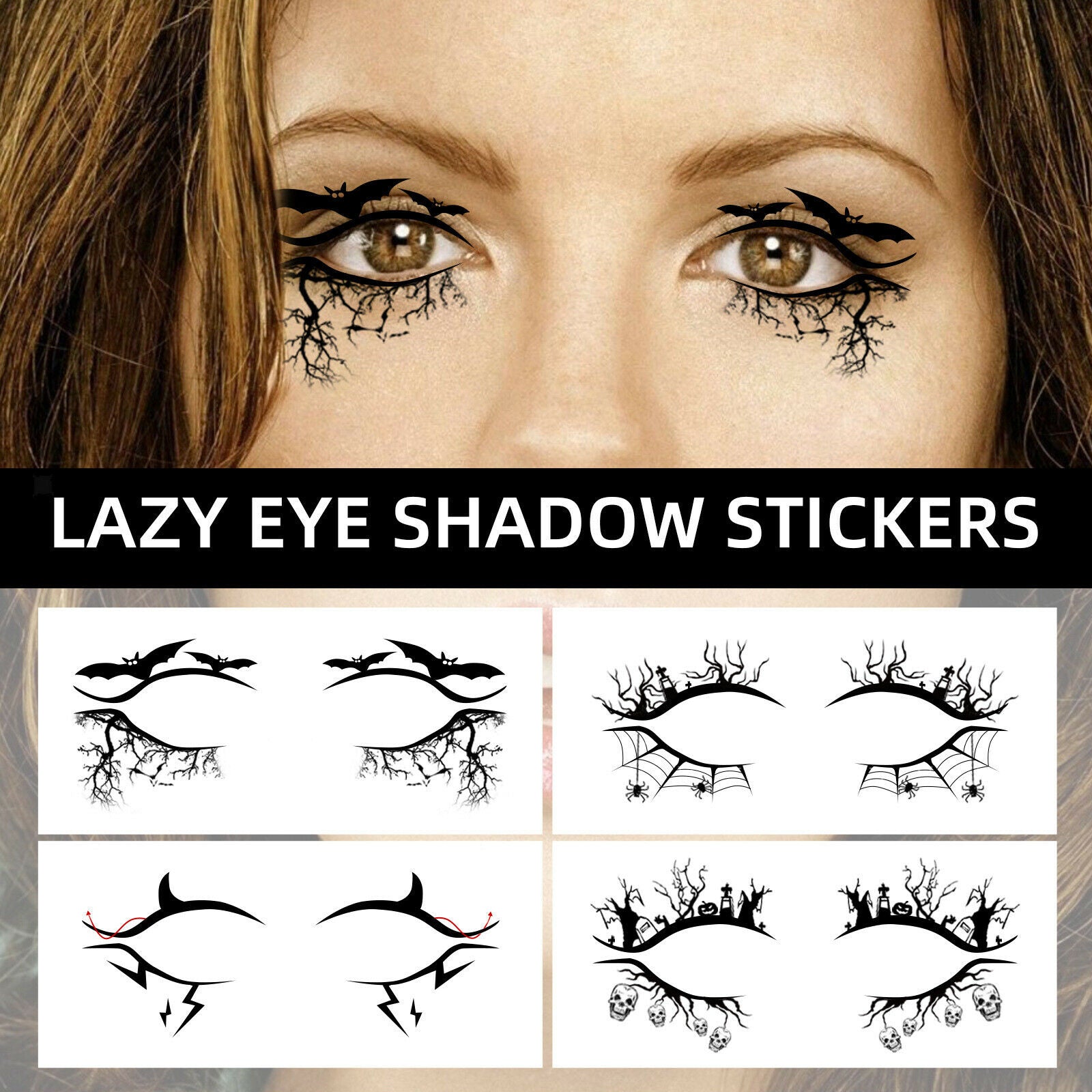 4 Pairs Eye Shadow Waterproof Stickers for Masquerade Stage Decoration