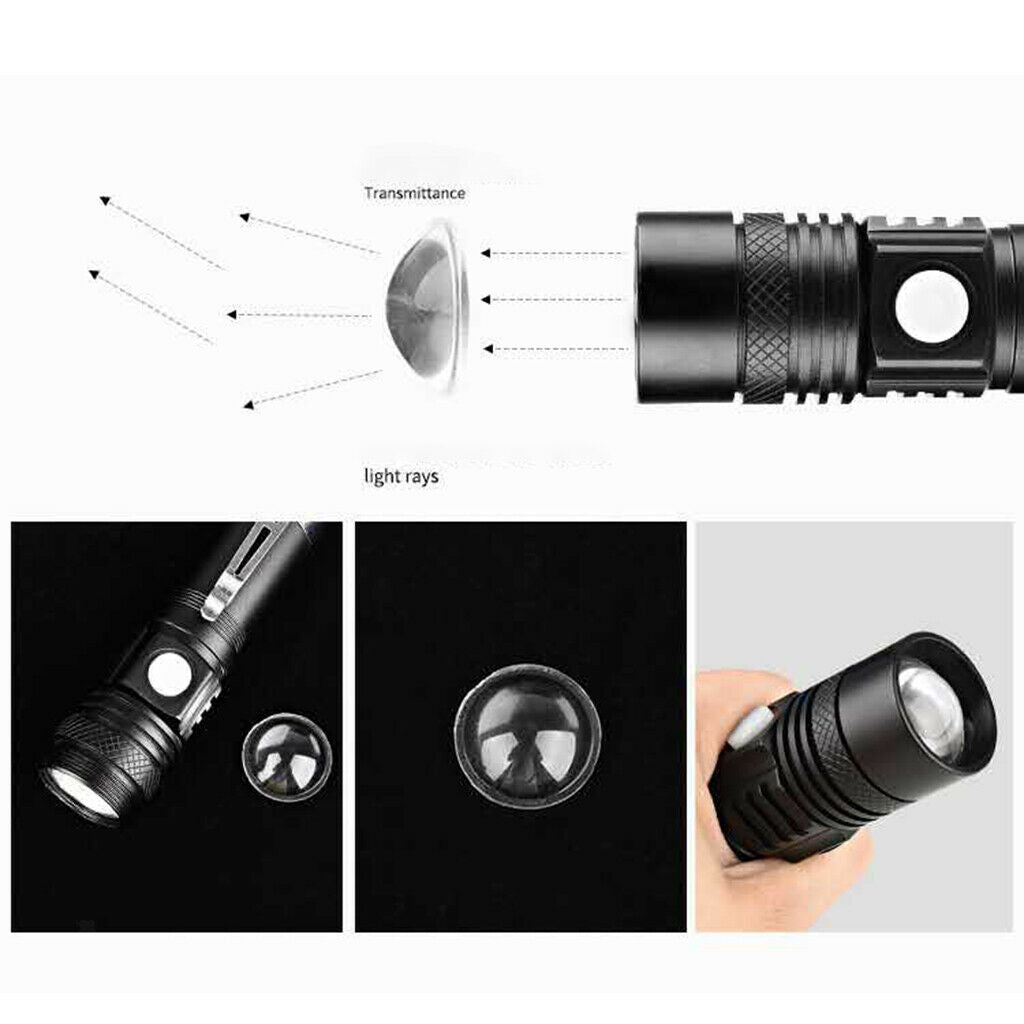 Small Zoomable T6 LED Flashlight Rechargeable High Lumen Waterproof Torch