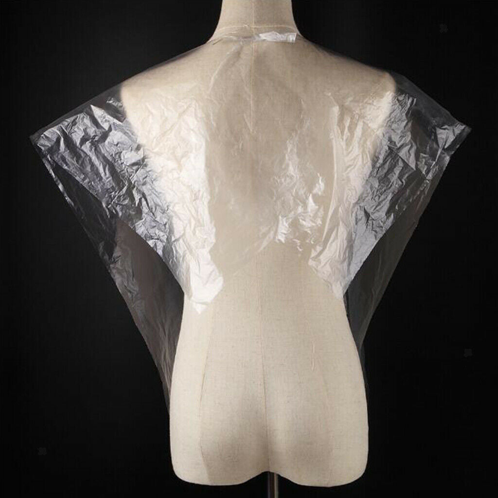 200Pcs Disposable Hair Cutting Capes Clear Barber Home Preming Dyeing Apron Bib