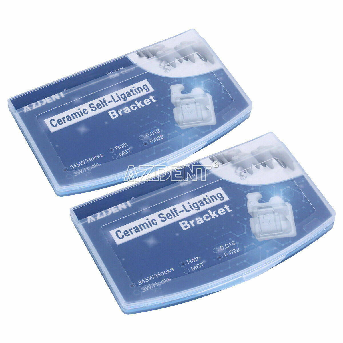 2 X Dental Ortho Clear Ceramic Self Ligating Bracket Roth 022 Hook 345 &Tool