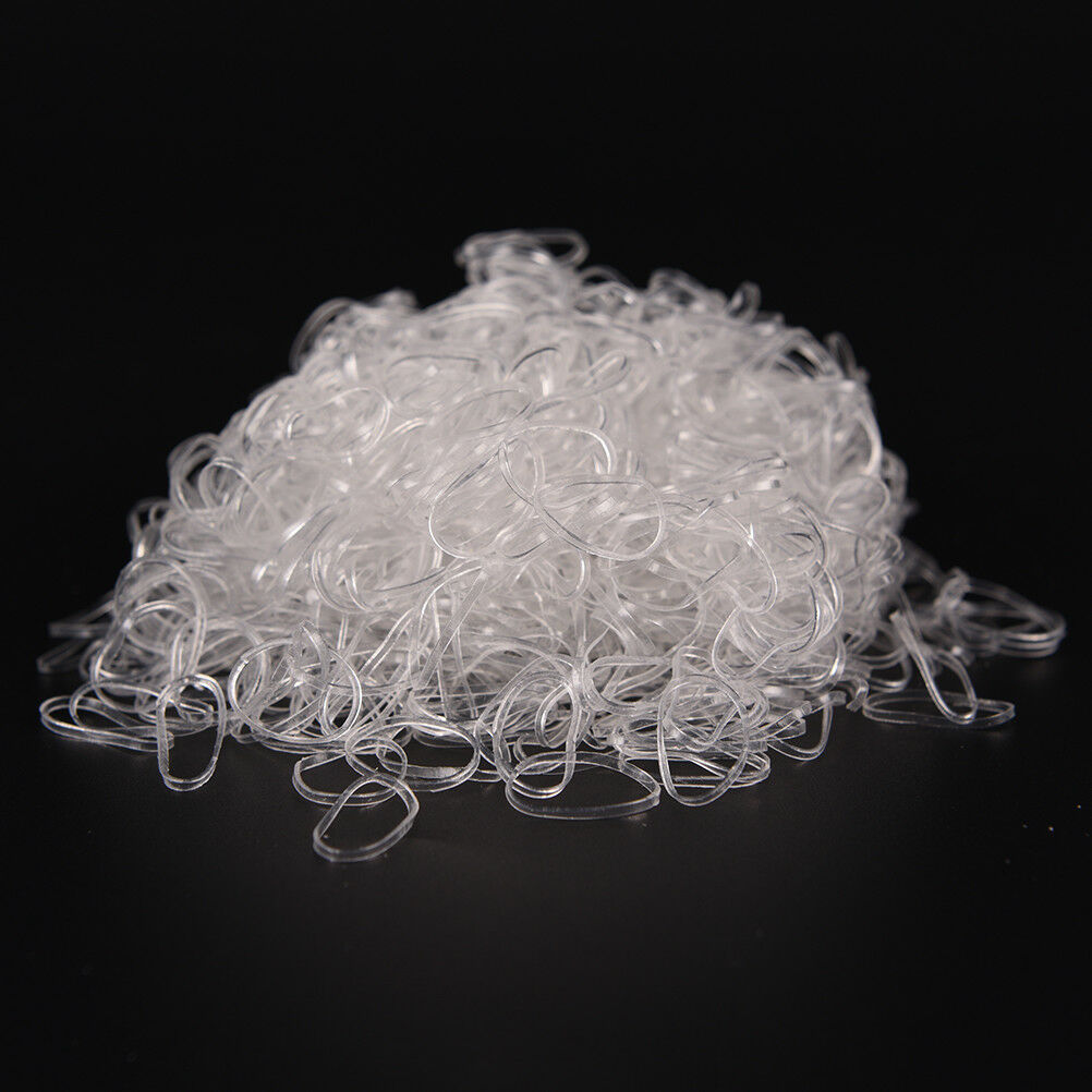1000x Transparent Poly Rubber Braiding Plaits Hair Elastic Bands Small ClearA Kt