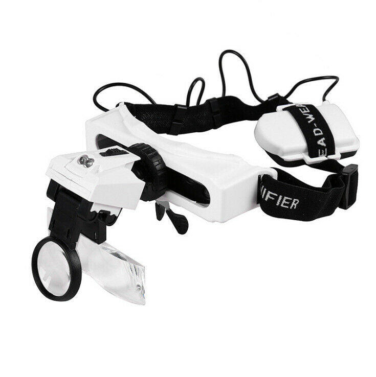 LED Headband Magnifying Glass Head Visor Eye Loupe Watch Clock Repair Magnifier