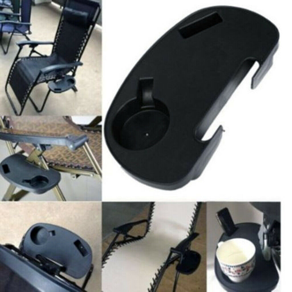 2 Pieces   Folding Reclining Chair  Table Tray Cup Holder