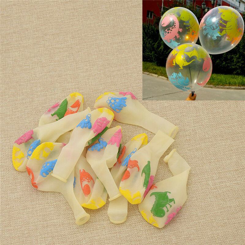 10X Dinosaur Printing Balloon Transparent Balloon Birthday Party Decoration Kids