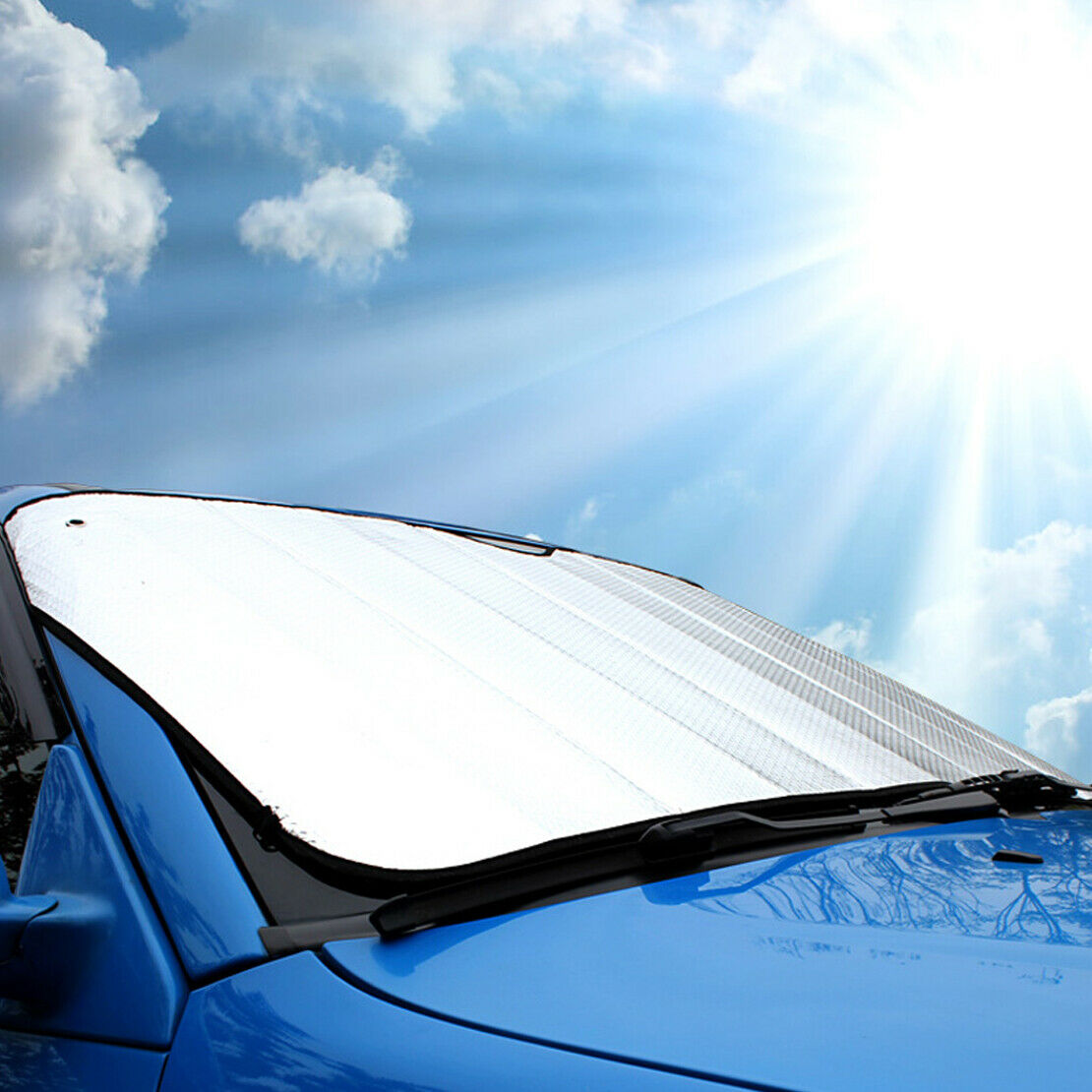 Set Car Foldable Sun Shade Visor Shield Windshield Reflective Heat Cover An