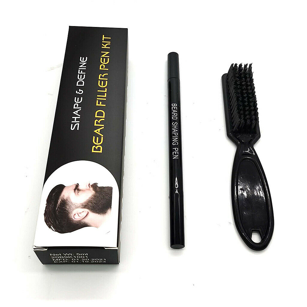 2 in 1 Sweatproof Natural Beard Filler Pen Pencil Long-lasting Black New