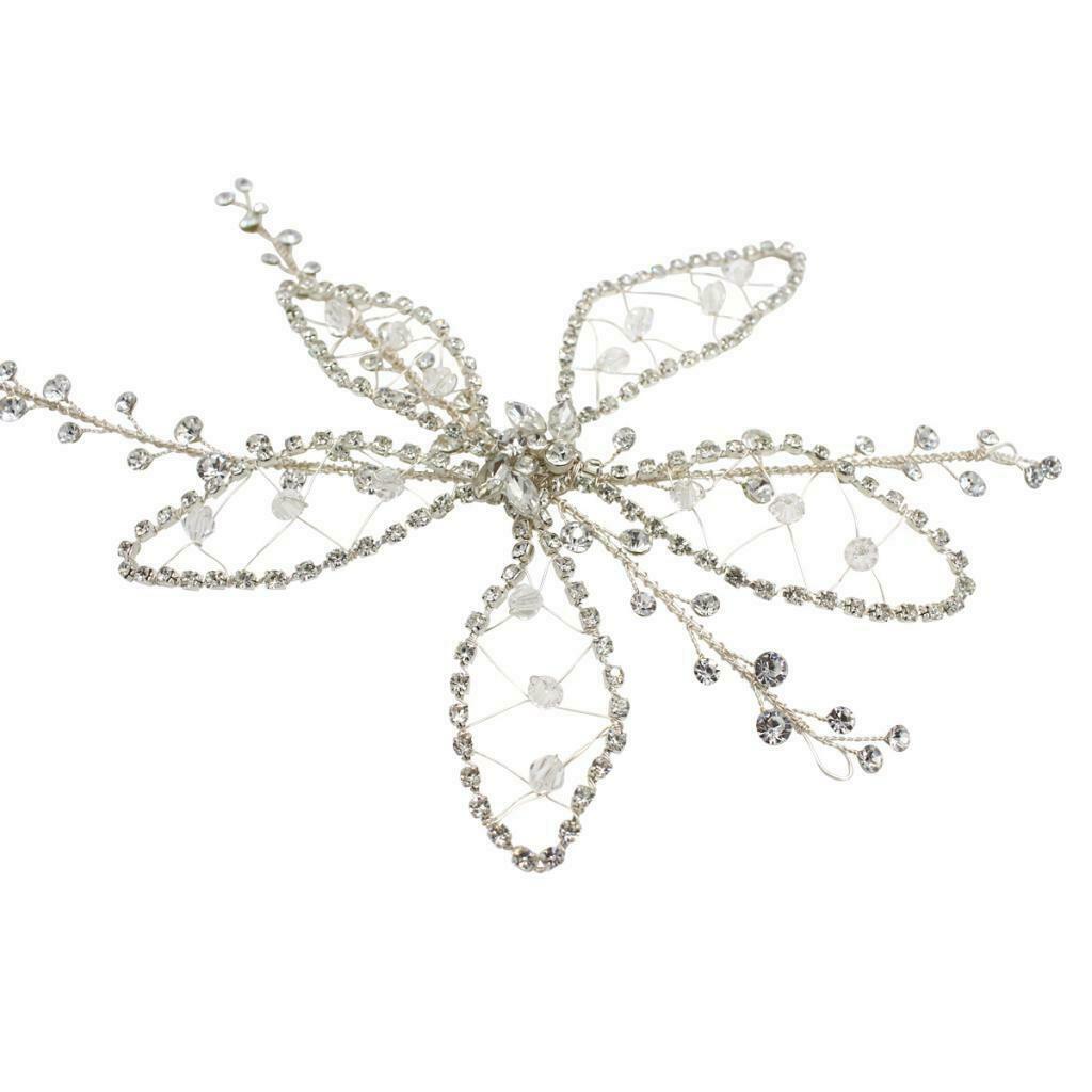 Elegant Rhinestone Flower Leaf Bridal Side Hair Clip Headband Hair Jewelry