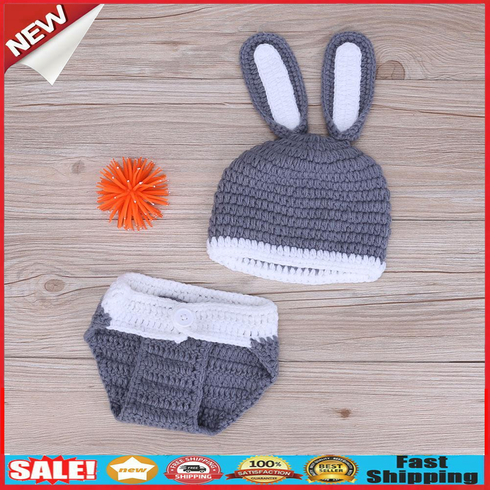 2pcs/Set Infant Baby Photography Props Clothes Rabbit Shaped Hat+Shorts @