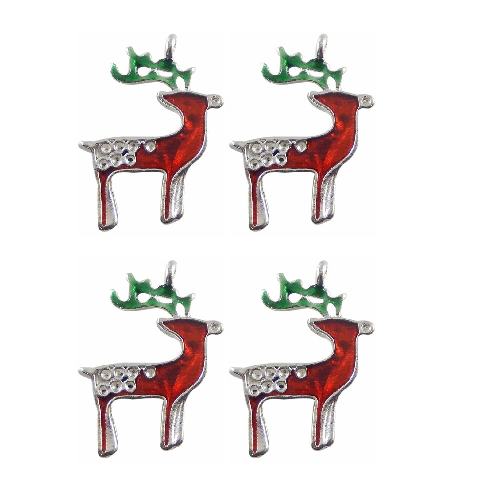 8 pcs Alloy Reindeer Charm Enamel Elk For DIY Pendant Christmas Deer 18*24mm