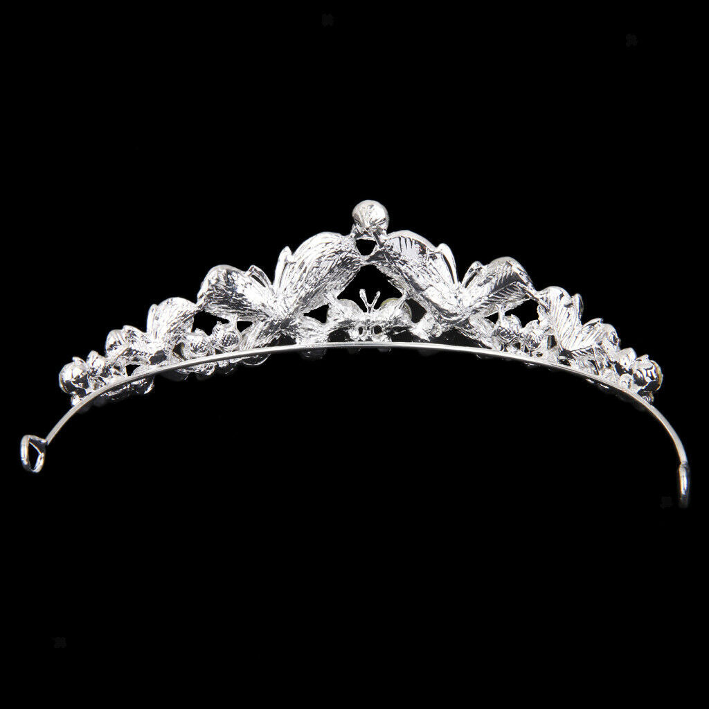 Wedding Tiaras And Crowns Veil Headband Rhinestone Butterfly Pageant Tiara