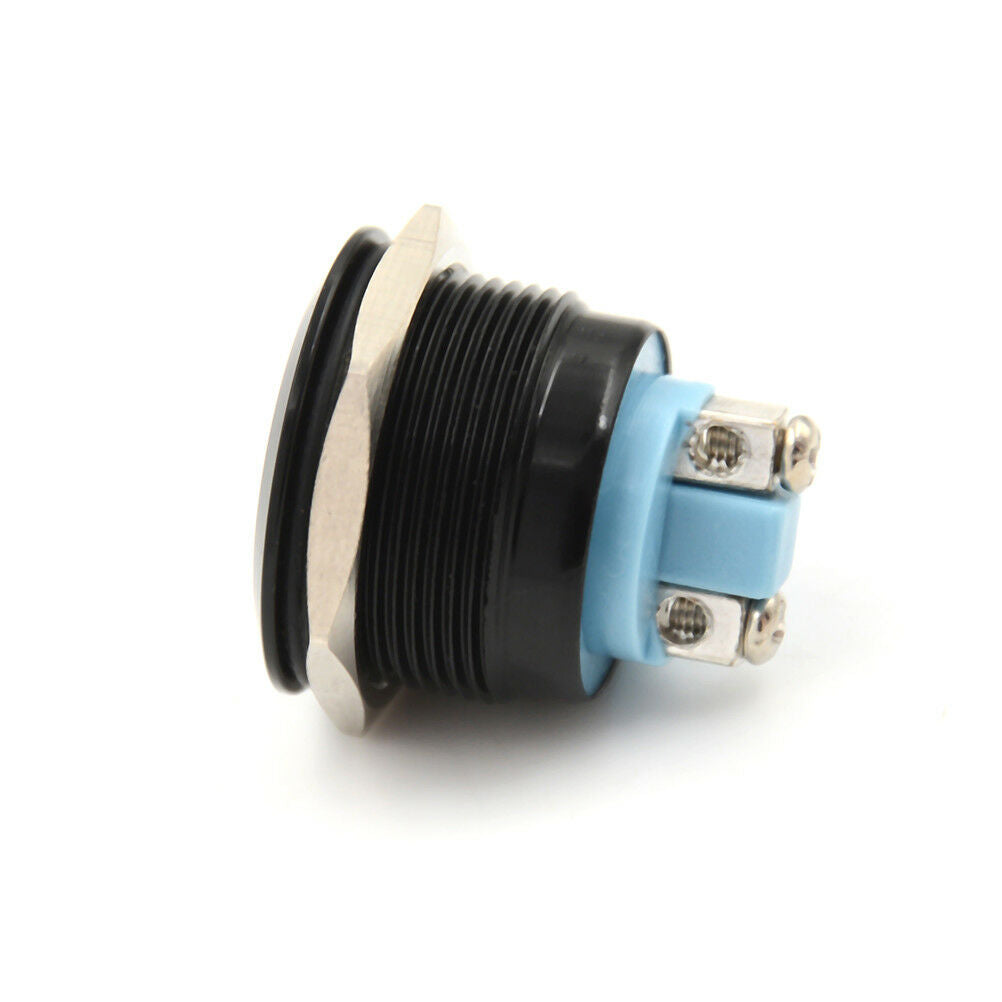 1PC 22mm waterproof black momentary metal flat top push button switch.l8