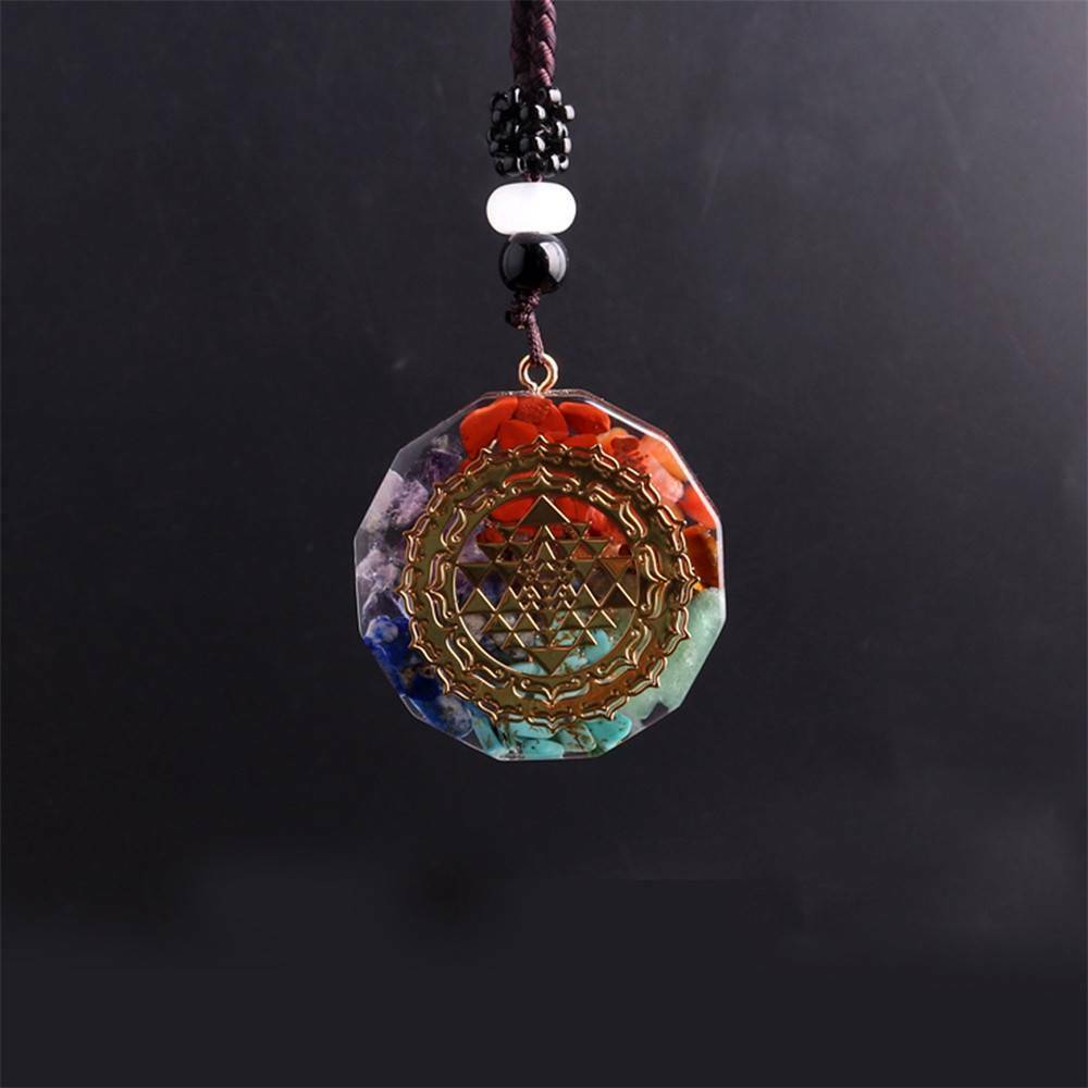 7 Chakra Energy Necklace Orgonite Pendant Sri Yantra Pendant Necklace Sacred