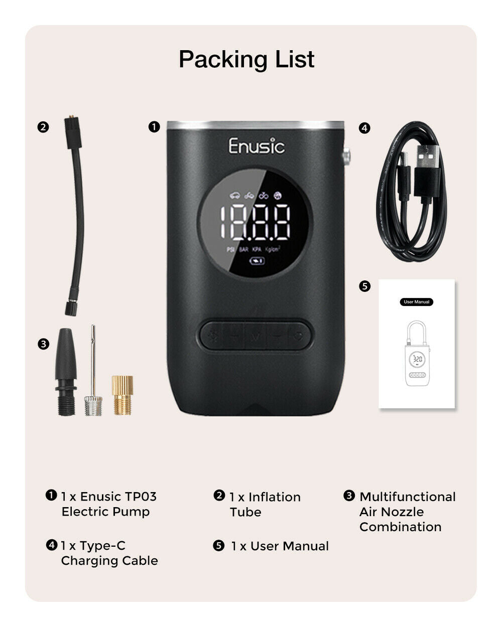 Enusic 4000mAh 150PSI Cordless Air Pump Digital Tire Pressure AIR COMPRESSOR â—