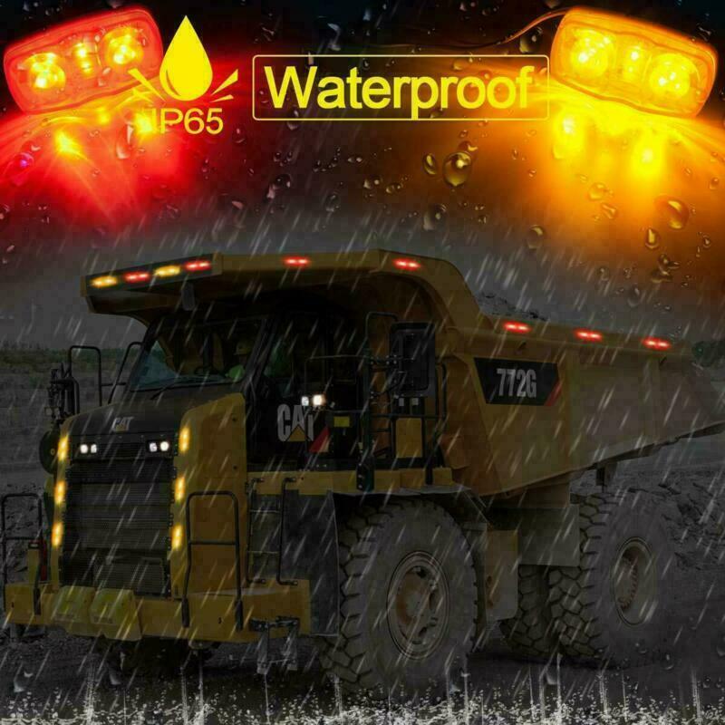 4x Trailer Marker LED Light Double Bullseye 10 Diodes Clearance Lamp Red /Amber