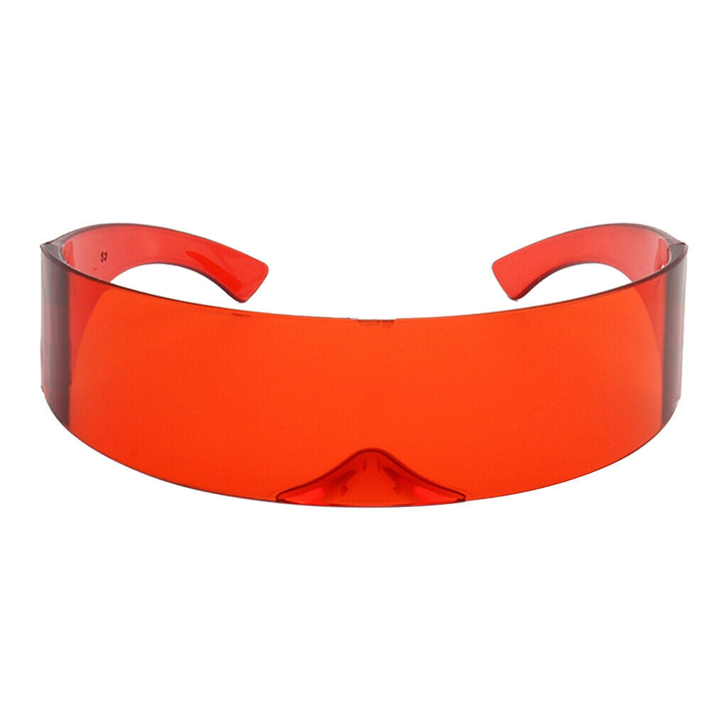 2Pcs Futuristic Wrap Visor Sunglasses Flat Top Shield Shades Party Props