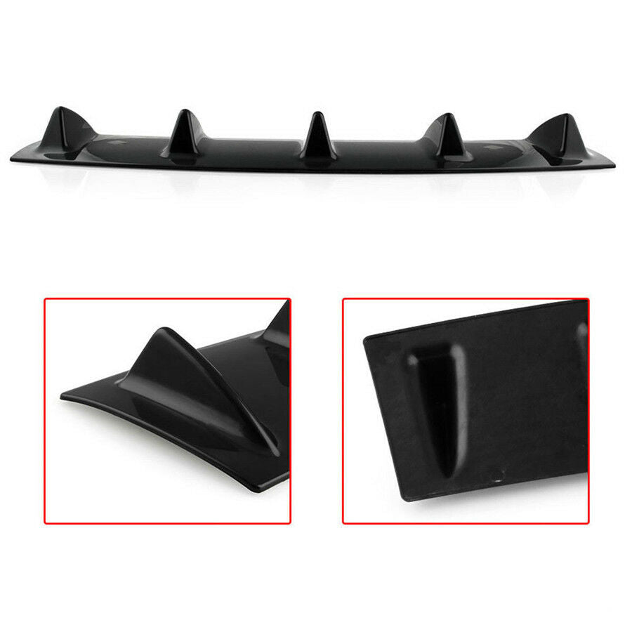 23''x 6'' ABS Gloss Black Car Rear Body Bumper Lip Diffuser 5 Shark Fins Spoiler