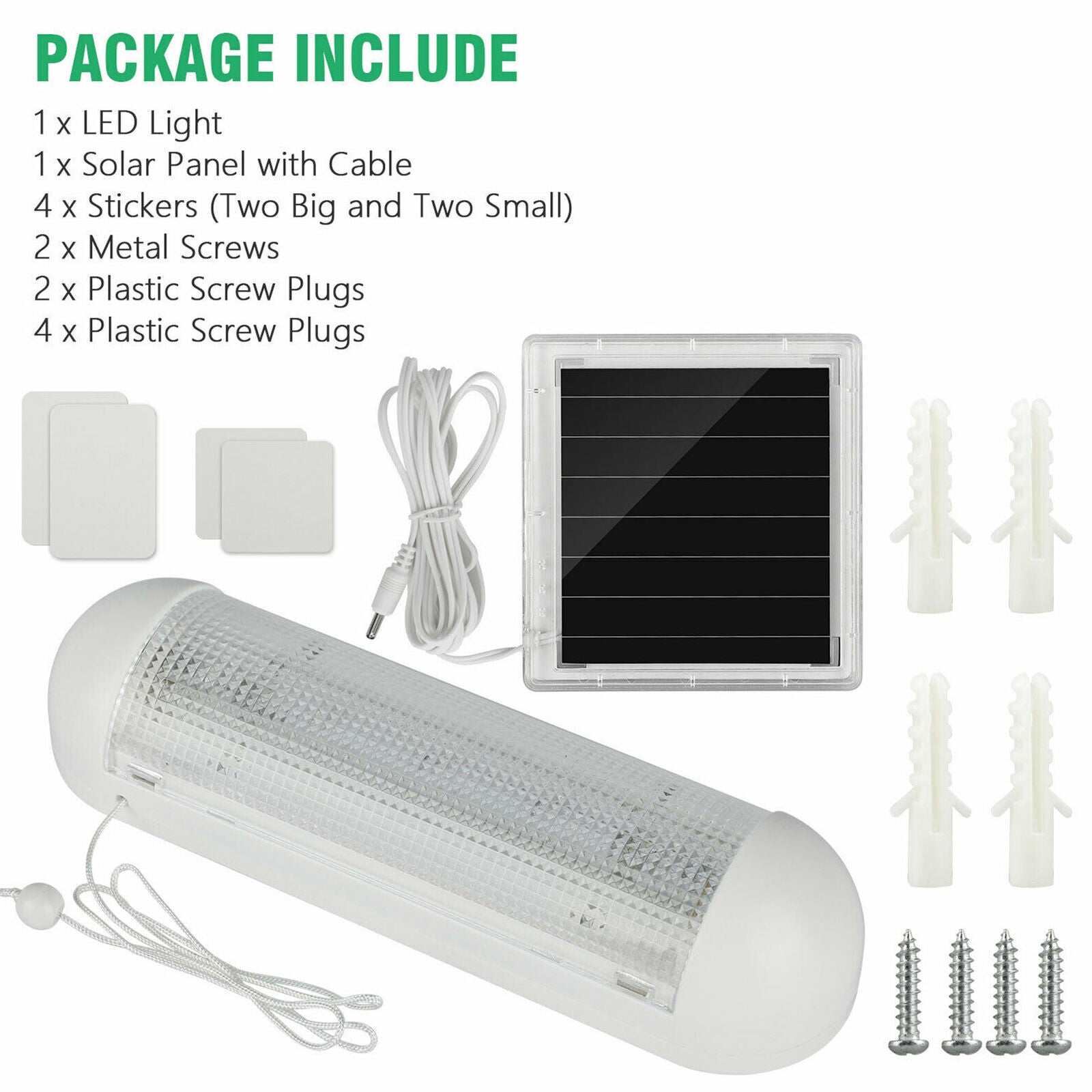 Solar Powered LED Shed Light Wall Indoor Pull Lamp Corridor La Yard Garden