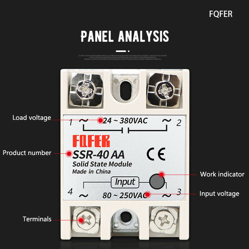 80A SSR-80AA AC Control AC Single-phase Solid State Relay AC80-250V to AC24-380V