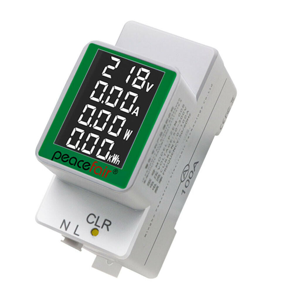 AC50V-300V 100A Digital Rail Voltmeter Ammeter Power Energy Power Meter w/ CT