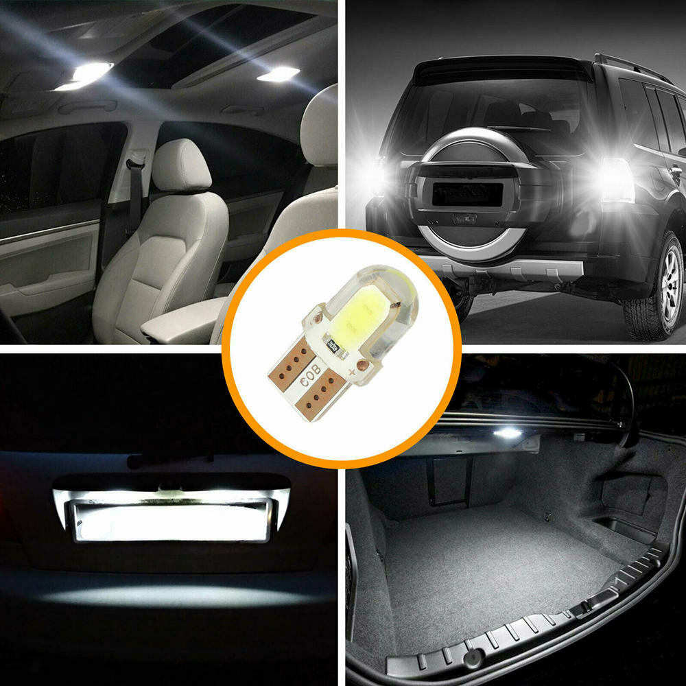 20x Super White T10 194 168 W5W COB LED Dome License Plate Interior Light Blubs